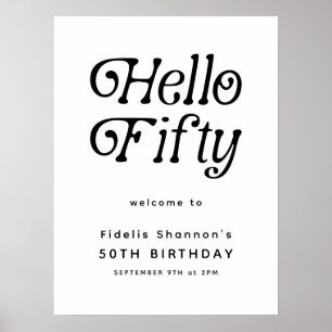 Hello Fifty Retro Affiche de bienvenue du 50e an