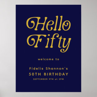 Hello Fifty Retro | Affiche de bienvenue du 50e an