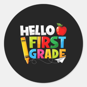 Hello First Grade 1st Grade Back To School Ronde Sticker