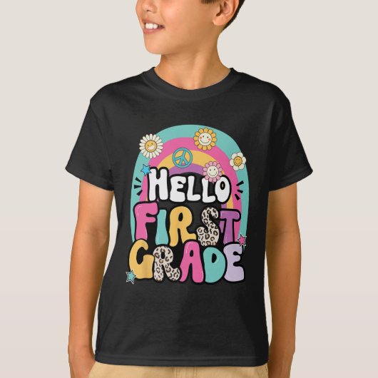 Hello First Grade Byck To School Teacher First Day T-shirt (Voorkant)
