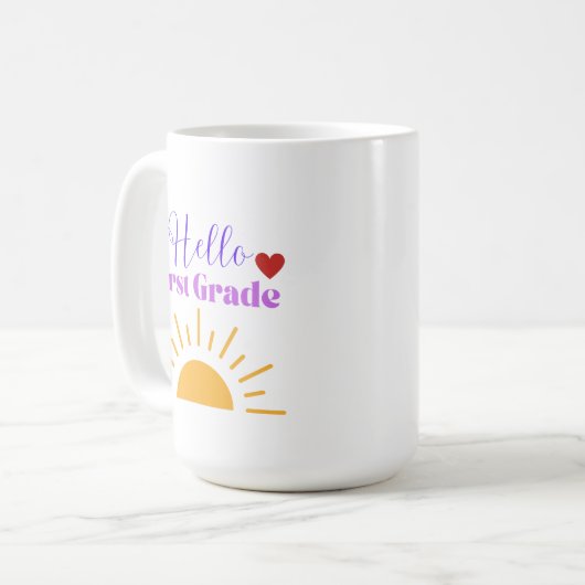 Hello First Grade - Fun Teacher Coffee Mug (Devant gauche)