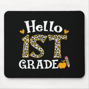Hello First Grade Leopard print 1st Grade Back To Muismat