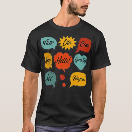 Hello Foreign Languages T shirt Premium (Voorkant)
