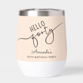 Hello Forty Modern Script Chic 40th Birthday Party (Achterkant)