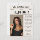 Hello Forty Photo Newspaper 40th Birthday Kaart (Voorkant)
