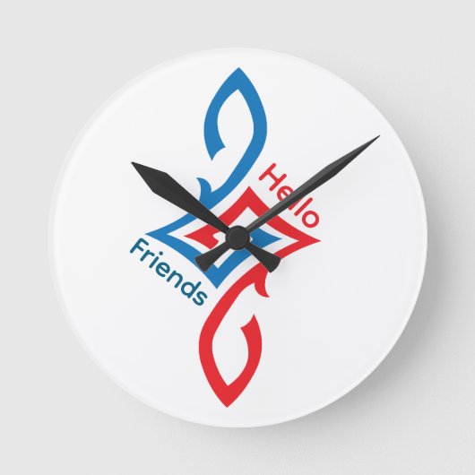 Hello Friends Simple Happy Greeting Design Ronde Klok (Voorkant)