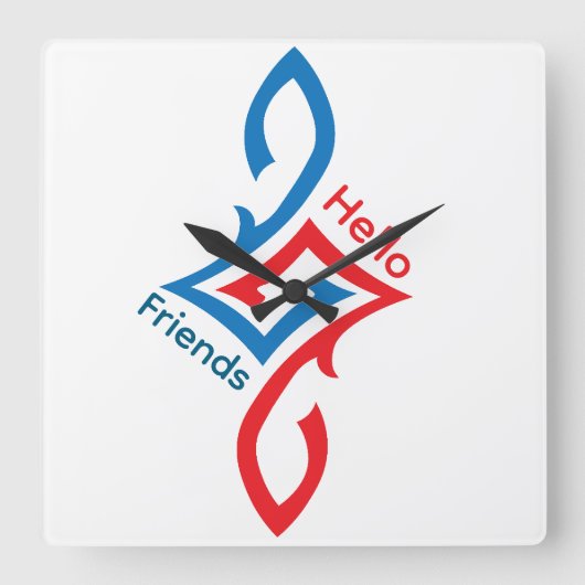 Hello Friends Simple Happy Greeting Design Vierkante Klok (Voorkant)