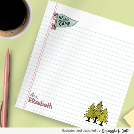 Hello From Camp, Kids Summer Camp Stationery Notitieblok