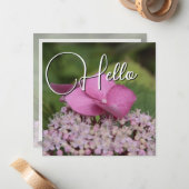 Hello-geboorte Welkom bij het verwelkomen van roze Notitiekaartje (Voorkant / Achterkant in situ)