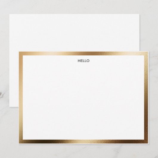 Hello Gold Border Carte pour notes (Devant / Derrière)