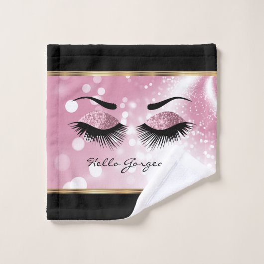 Hello Gorgeous - Beaux cils rose (Gant de toilette)