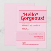 Hello Gorgeous Galentine’s Day Pink Red playful Kaart (Voorkant / Achterkant)