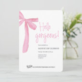 Hello Gorgeous Galentine's Day Pink Ribbon Bow Kaart (Staand voorkant)