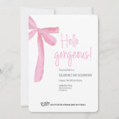 Hello Gorgeous Galentine's Day Pink Ribbon Bow Kaart (Voorkant)