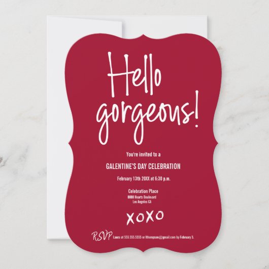 Hello gorgeous Galentine's Day xoxo Red custom Kaart (Voorkant)
