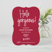 Hello gorgeous Galentine's Day xoxo Red custom Kaart (Staand voorkant)