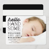 Hello Handsome Baby Boy Photo Faire-part de naissa (Devant / Derrière)