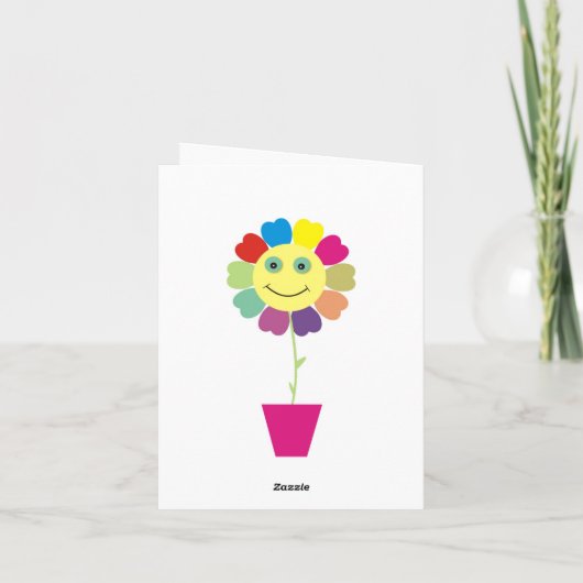 Hello Happy Face Flower Greeting Card Kaart (Achterkant)