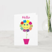 Hello Happy Face Flower Greeting Card Kaart (Voorkant)