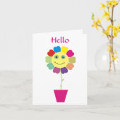 Hello Happy Face Flower Greeting Card Kaart (Gele Bloem)