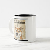 Hello. Is It Me You're Looking For? - Funny Shiba Tweekleurige Koffiemok (Voorkant links)