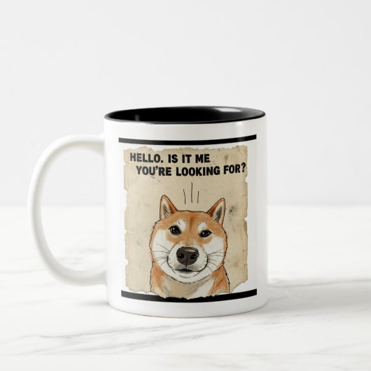 Hello. Is It Me You're Looking For? - Funny Shiba Tweekleurige Koffiemok (Links)