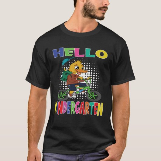 Hello Kindergarten Duck Riding A Bicycle T-shirt (Voorkant)