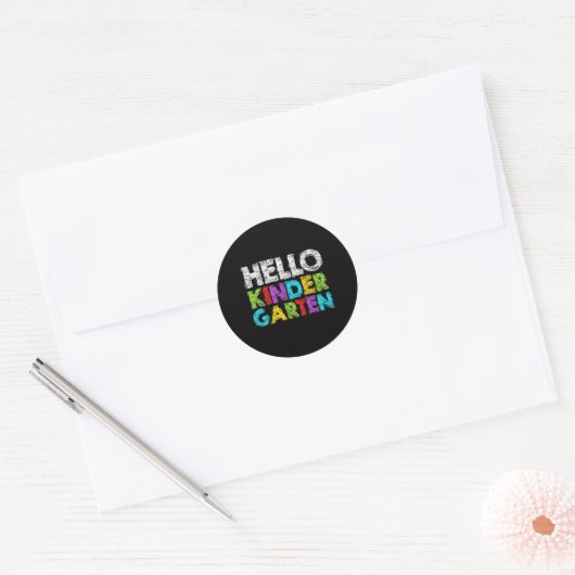 Hello Kindergarten Funny Back To School Student &a Ronde Sticker (Envelop)