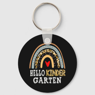 Hello Kindergarten Leopard Rainbow Back To School Sleutelhanger
