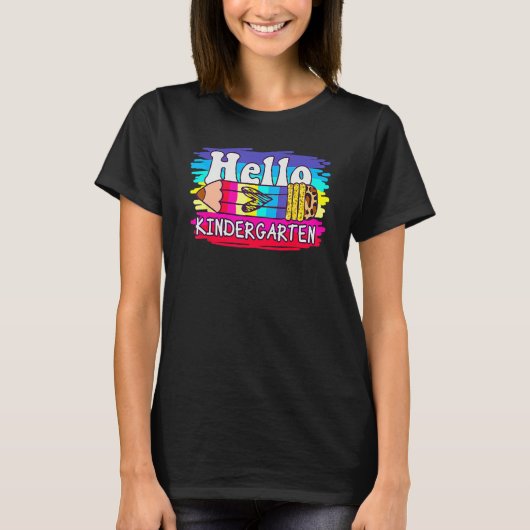 Hello Kindergarten Pencil Leopard Back To School T T-shirt (Voorkant)