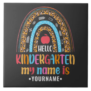 Hello Kindergarten Rainbow First Day of School Tegeltje
