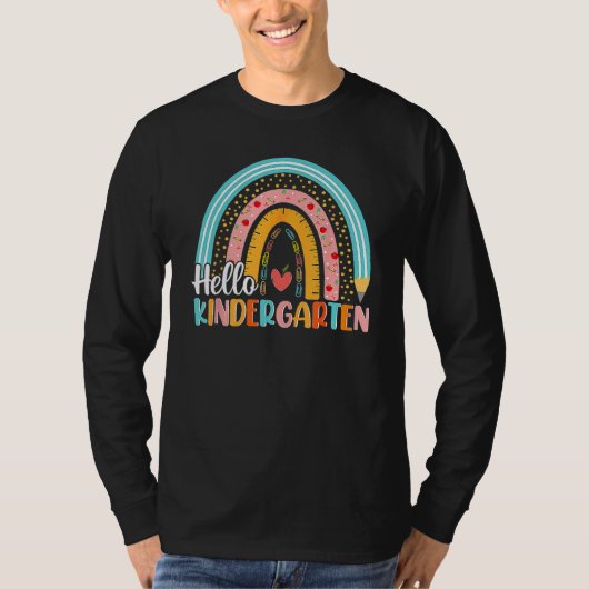 Hello Kindergarten Rainbow Teacher Student Back To T-shirt (Voorkant)