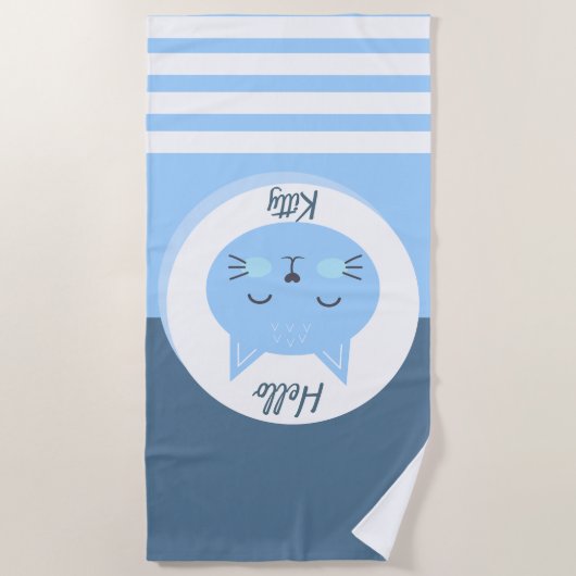 Hello Kitty Beach Serviette Blanc & Bleu Couleur M (Devant)