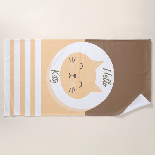 Hello Kitty Beach Serviette Blanc & chocolat Coule (Devant)
