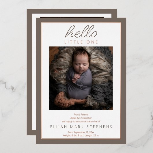 Hello Little Two Photo Baby Faire-part de naissanc (Recto/Verso)