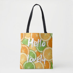 'Hello Lovely' pittige citrusfruitpatroon schouder Draagtas