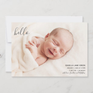 Hello Modern Elegant Carte photo Faire-part de nai
