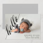 Hello Modern Photo Baby Faire-part de naissance (Devant / Derrière)