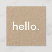 Hello Modern Professional Kraft Vierkante Visitekaartje (Voorkant)