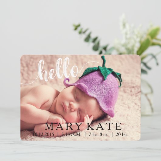 HELLO MODERNE FAIRE-PART DE NAISSANCE PHOTOCARD BL (Debout devant)