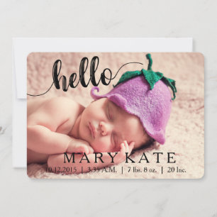 HELLO MODERNE FAIRE-PART DE NAISSANCE PHOTOCARD NO