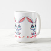 Hello Mom Mug – Cute Bunny Coffee Cup (Devant droit)
