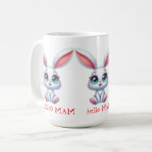 Hello Mom Mug – Cute Bunny Coffee Cup (Devant gauche)