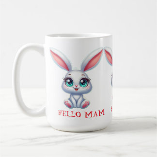 Hello Mom Mug – Cute Bunny Coffee Cup Koffiemok