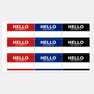 Hello my name is - red black blue - Employee Labels