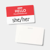 Hello My Pronouns Are She/Her Badge (Avant & arrière)