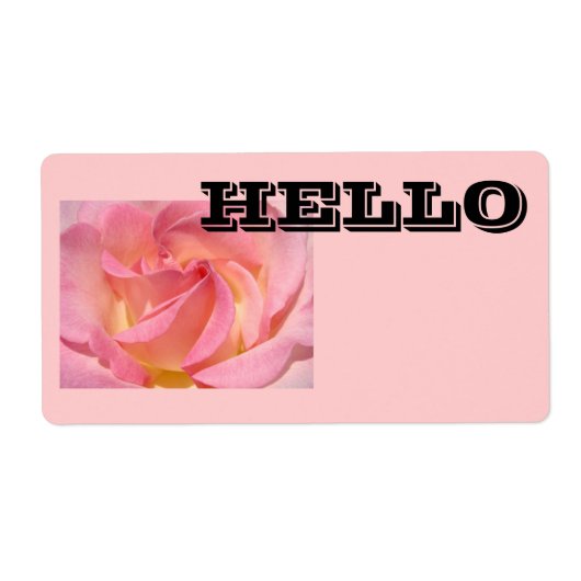 HELLO Naamlabels Roze Roos Bloem Conferenties Etiket (Voorkant)