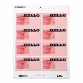 HELLO Naamlabels Roze Roos Bloem Conferenties Etiket (Full Sheet)