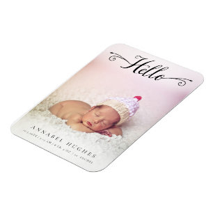 Hello New Baby Girl Boy Personnalisé Photo Magnet