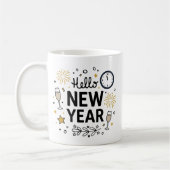 Hello New Year Cute Hand-Drawn Fireworks Mug (Gauche)